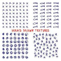 Set hand drawn ink texture isolated on white background vector