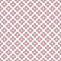 Abstract seamless pattern with red outline crosses on white background. Modern Swiss design in bauhaus style vector