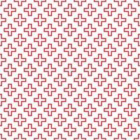 Abstract seamless pattern with red outline crosses on white background. Modern Swiss design in bauhaus style vector