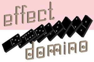 Domino effect poster. Realistic Dominoes full set 28 pieces for game . Black collection. Abstract concept graphic element vector