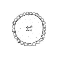 Free hand drawn circle with swirling ornament. Hand-drawn round doodle frame isolated. Vector illustration of a photo frame with copy space.