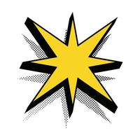 Sticker retro gold star color halftone shadow style vector