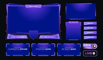 Streaming screen panel overlay design template vector