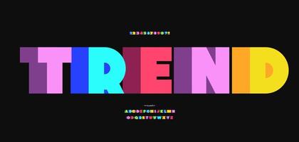 Vector trend font 3D bold color style