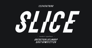 Vector slice font slanted style modern typography