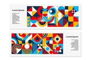 Bauhaus flyer set minimal 20s geometric style vector