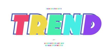 Vector trend 3d font colorful modern typography style