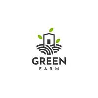 Green farm house logo design vector