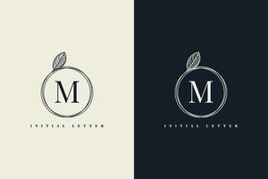 Letter M logo with vintage frame vector