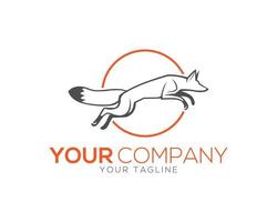 Fox Line Art Logo Design And Jumping Fox Template Royalty Vector Image Icon