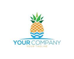 Creative Fruit Pineapple Juicy And Pools Logo Icon Design Vector Template.