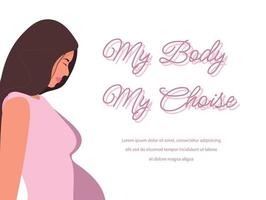mi cuerpo mi elección. Protestas contra el derecho al aborto en los Estados Unidos. silueta de una mujer embarazada. mantener el aborto legal. ilustración vectorial pancarta horizontal vector
