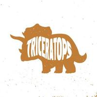 triceratops colorful dinosaur with lettering and texture. Vector illustration.