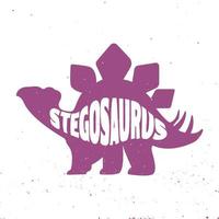 Stegosaurus colorful dinosaur with lettering and texture. Vector illustration.