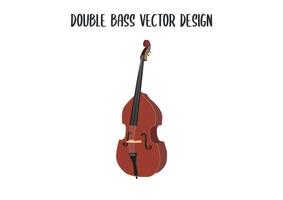 Brown double bass color vector. Classical brown contrabass modern flat style vector illustration isolated on white background. Classic Stringed musical instrument. Double bass, contrabass clipart