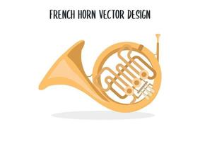 French Horn Vector Illustration Isolated On White Background. Musical Instrument. French Horn Clipart. Golden French Horn Cartoon Flat Style Vector Design