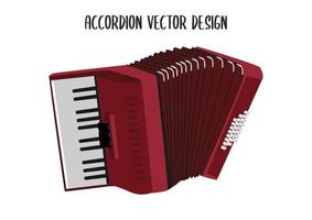 Classical red accordion clipart vector. Modern musical instrument, flat style accordion keyboard. Classical bayan vector design. Chromatic realistic accordion flat vector. Isolated vector illustration