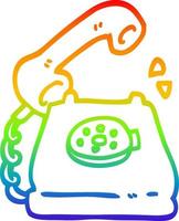 rainbow gradient line drawing cartoon telephone ringing vector