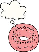 cartoon donut and thought bubble vector