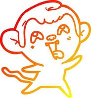 warm gradient line drawing crazy cartoon monkey vector