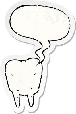 cartoon tooth and speech bubble distressed sticker