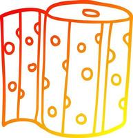 warm gradient line drawing cartoon kitchen roll vector