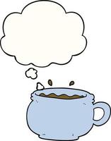 cartoon hot cup of coffee and thought bubble vector