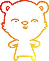 warm gradient line drawing happy cartoon bear vector