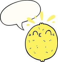 cute cartoon lemon and speech bubble vector