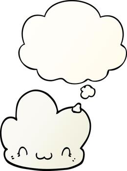 cartoon cloud and thought bubble in smooth gradient style vector