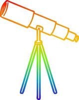 rainbow gradient line drawing cartoon telescope vector