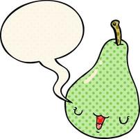 cartoon pear and speech bubble in comic book style vector