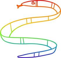 rainbow gradient line drawing cartoon sea snake vector