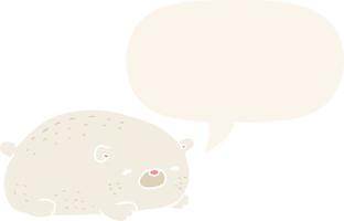 cute cartoon polar bear and speech bubble in retro style vector