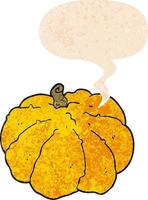 cartoon squash and speech bubble in retro textured style vector