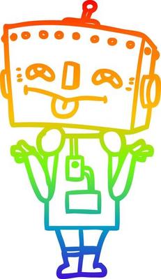 rainbow gradient line drawing cartoon robot
