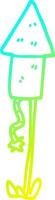 cold gradient line drawing cartoon firework rocket vector