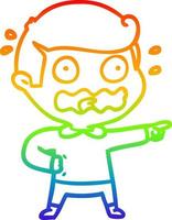 rainbow gradient line drawing cartoon stressed out pointing vector