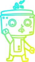 cold gradient line drawing cartoon robot waving vector