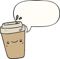 cartoon takeaway coffee and speech bubble vector