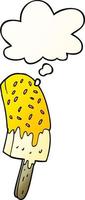 cartoon ice cream lolly and thought bubble in smooth gradient style vector