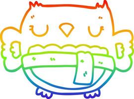 búho de dibujos animados de dibujo de línea de gradiente de arco iris vector