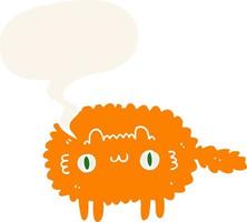 cartoon cat and speech bubble in retro style vector
