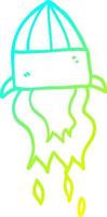 cold gradient line drawing cartoon rocket launch vector