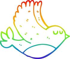 rainbow gradient line drawing cartoon flying bird vector