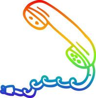 rainbow gradient line drawing cartoon phone handset vector