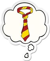 cartoon office tie and thought bubble as a printed sticker vector