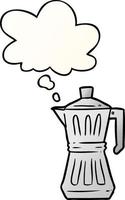 cartoon espresso maker and thought bubble in smooth gradient style vector