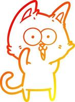 warm gradient line drawing funny cartoon cat vector