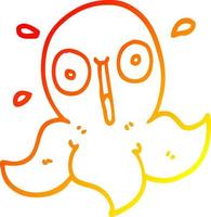 warm gradient line drawing cartoon funny octopus vector
